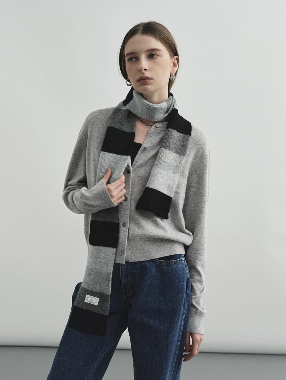 Unisex Light Black & Gray Stripe Scarf
